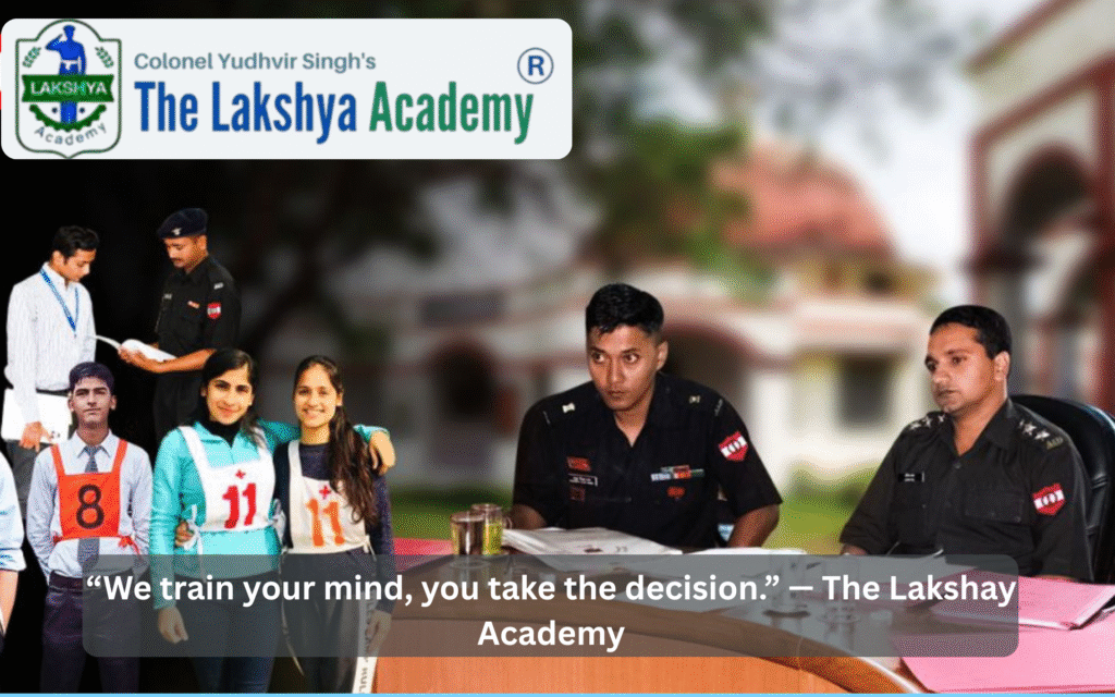 “SSB aspirants developing officer-like qualities during group discussion at Lakshay Academy”