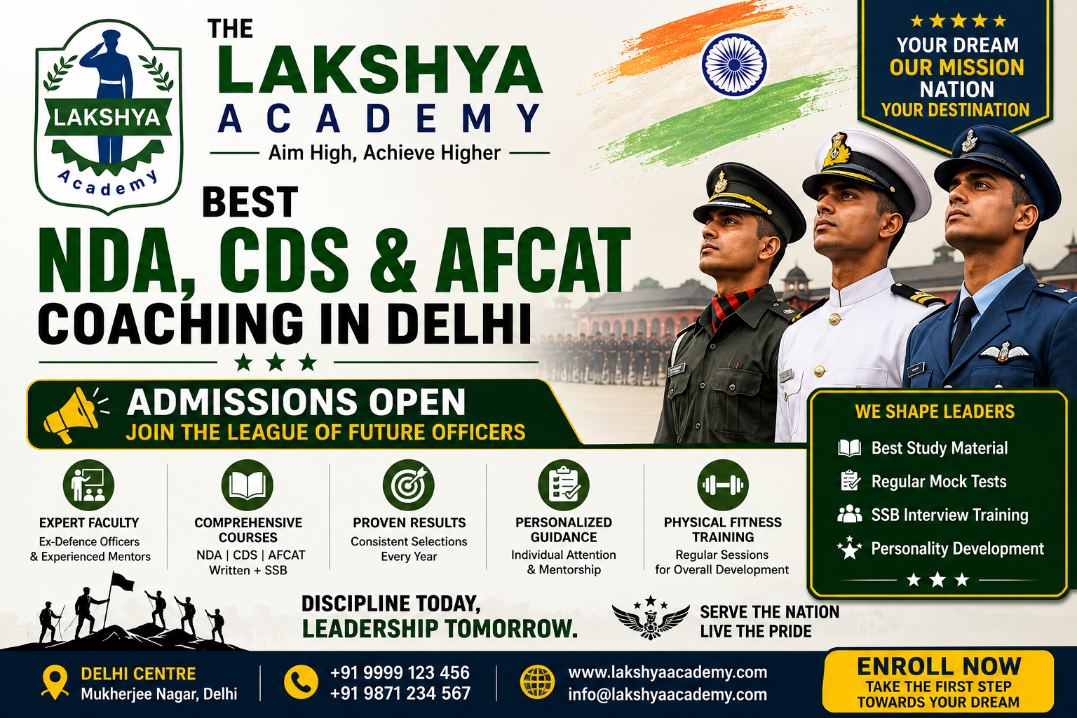 Best NDA, CDS & AFCAT Coaching in Delhi | The Lakshya Academy