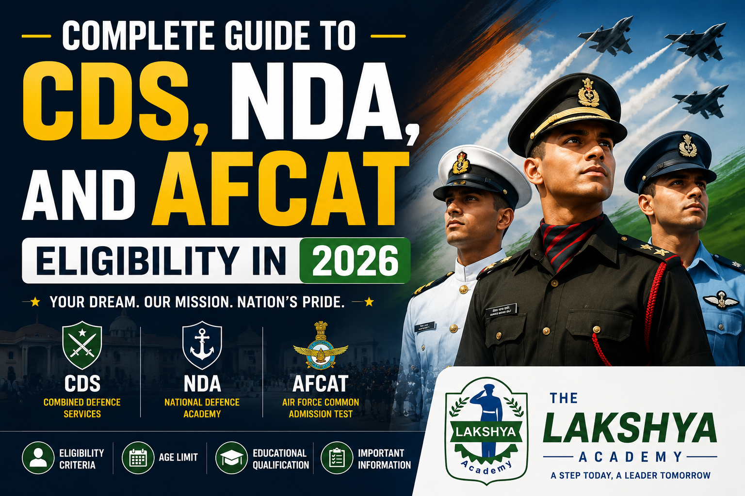 Complete Guide to CDS, NDA, and AFCAT Eligibility in 2026 | The Lakshya Academy