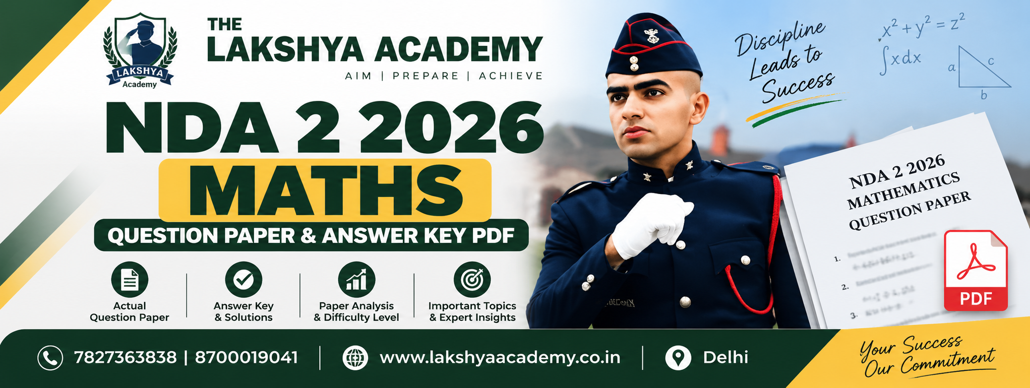 NDA 2 2026 Maths Question Paper and Answer Key | The Lakshya Academy
