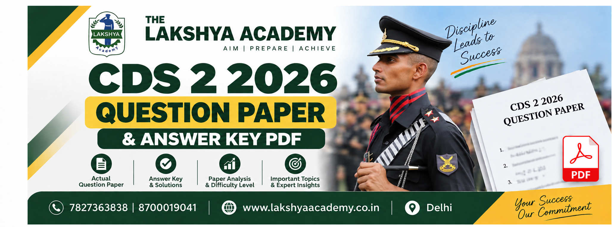CDS 2 2026 Question Paper and Answer Key PDF – The Lakshya Academy